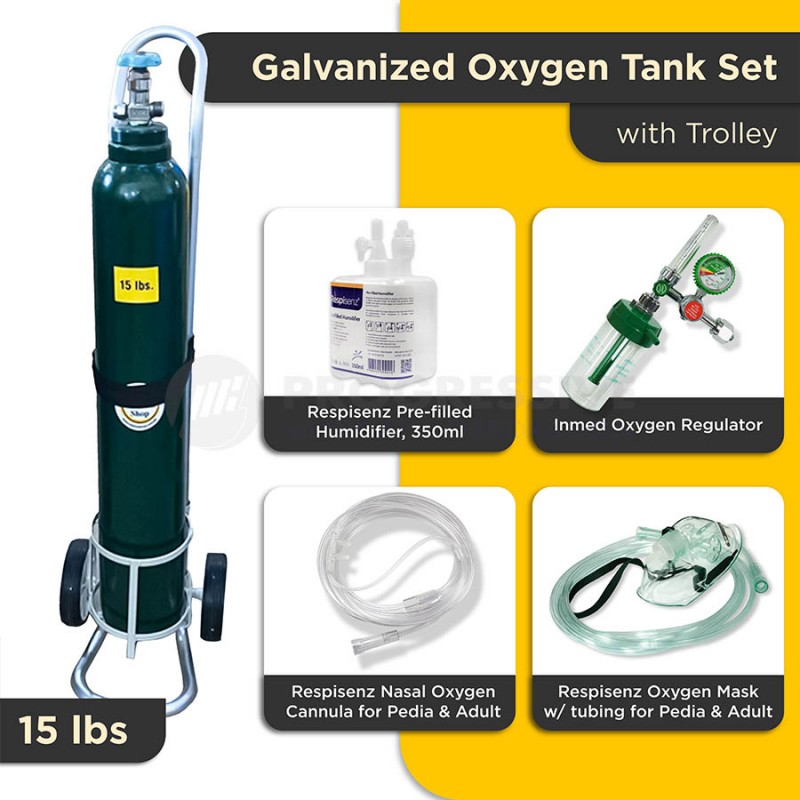 Affordabundle Galvanized Oxygen Tank, 15lbs (with content and bundled)