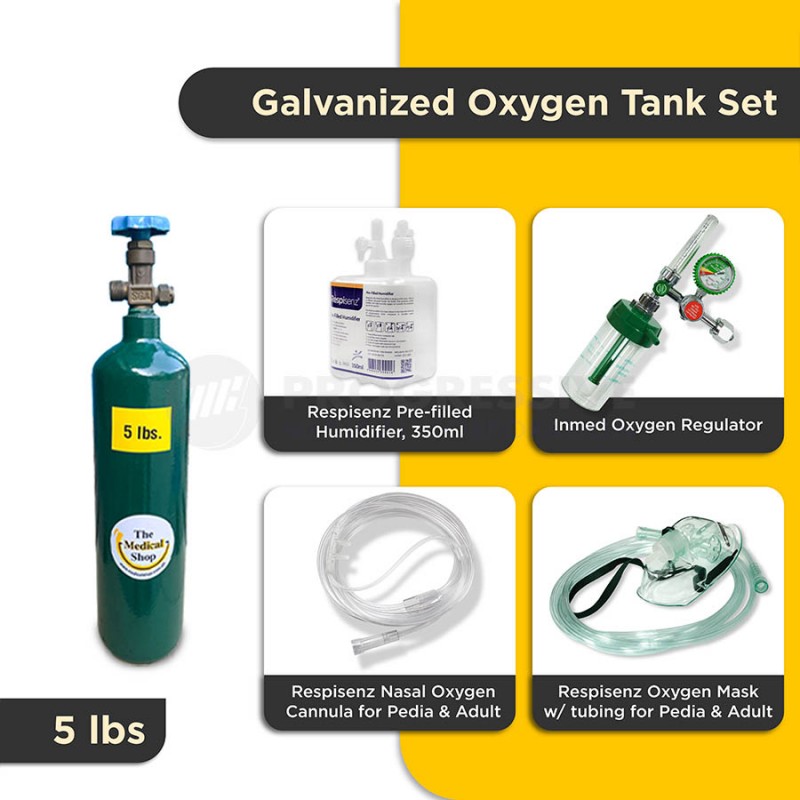 Affordabundle Galvanized Oxygen Tank, 5lbs (with content and bundled)