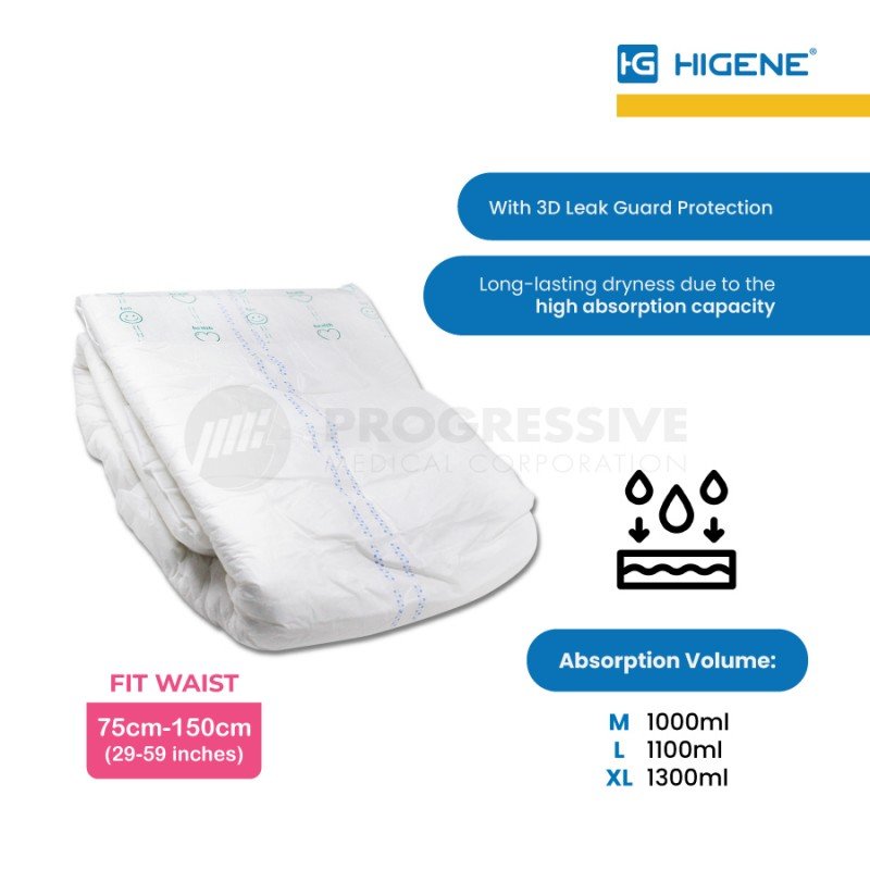Higene Adult Diaper, Large (sold by packs of 10s)