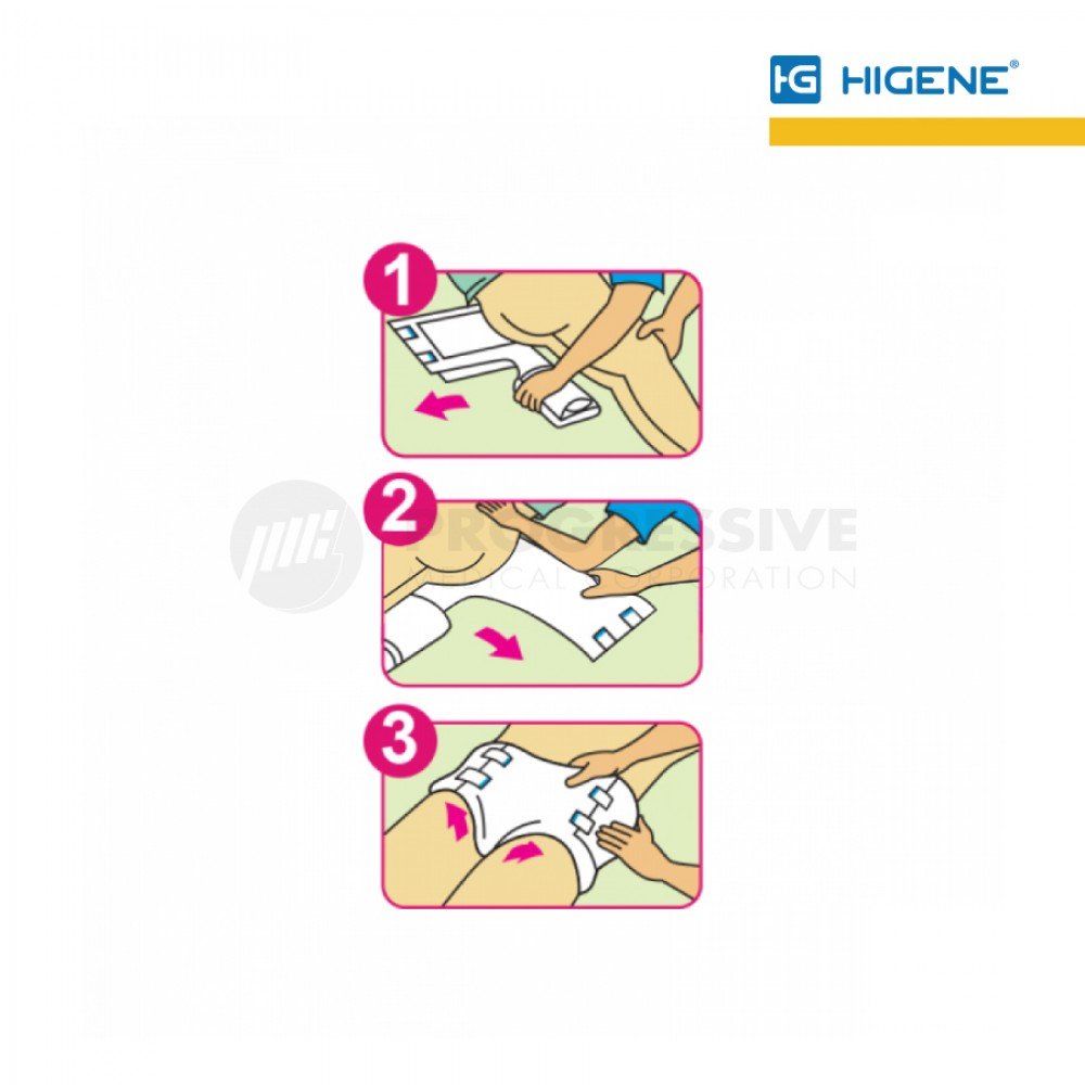 Higene Adult Diaper, Large (sold by packs of 10s)