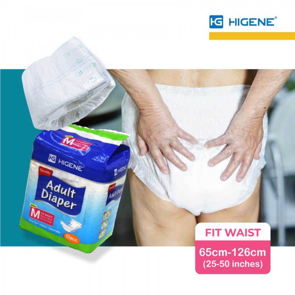 Higene Adult Diaper, Medium (sold by packs of 10s)