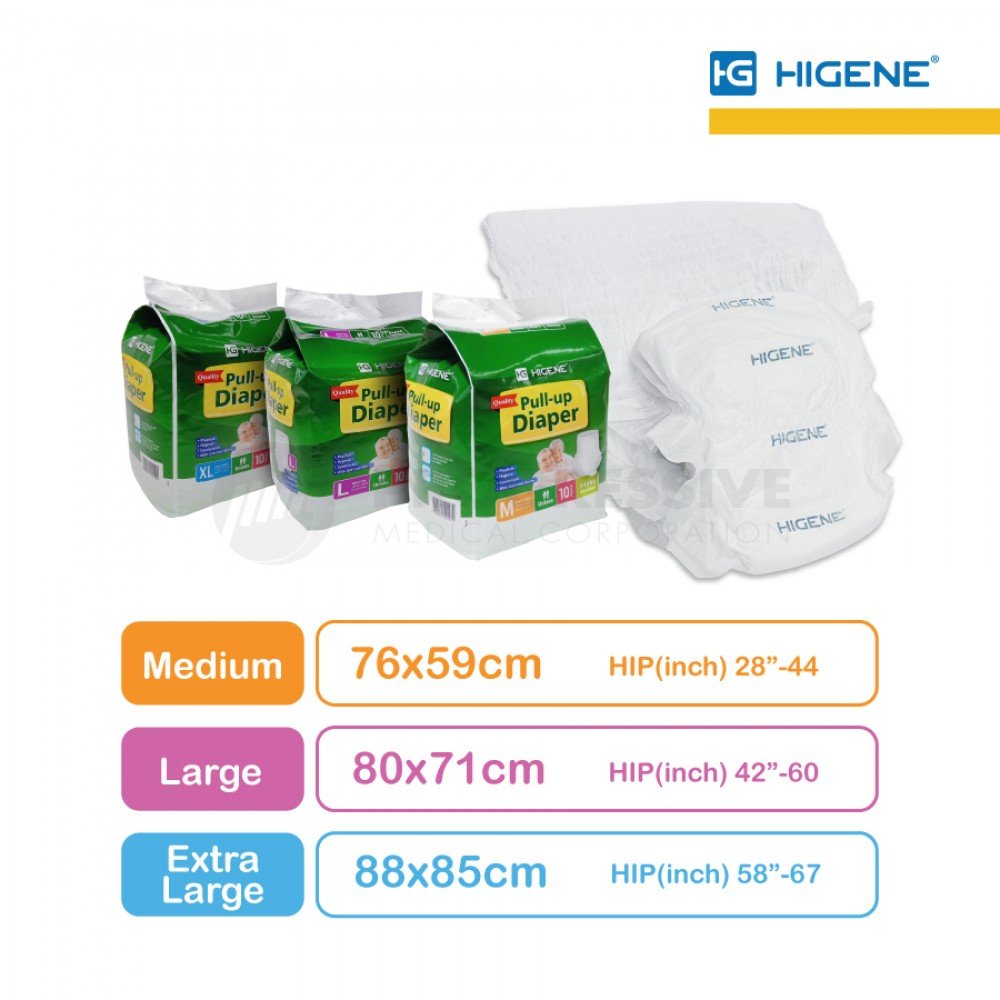 Higene Adult Pull Up Diaper (sold by packs of 10s)