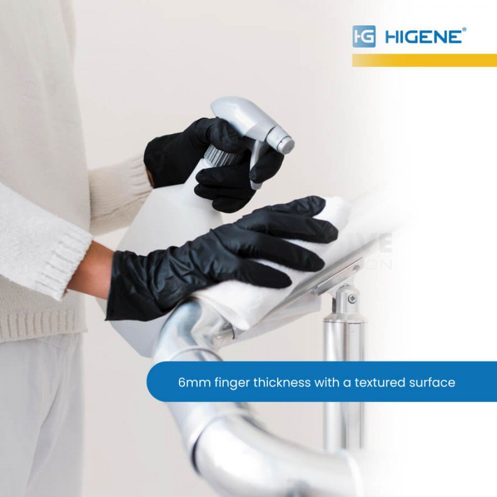 Higene Vinyl Gloves Black (Powder Free)