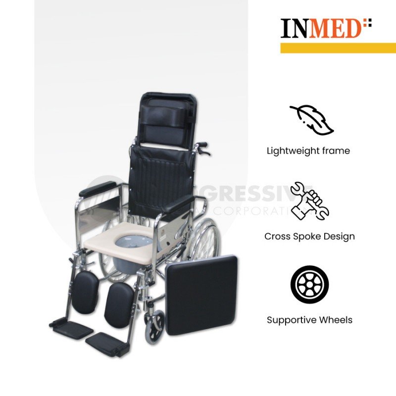 Inmed Wheelchair Reclining High Back with Commode