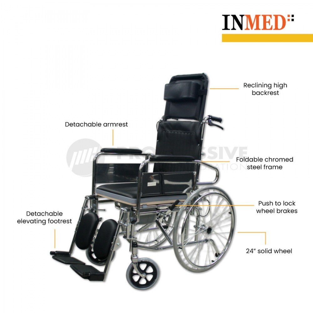 Inmed Wheelchair Reclining High Back with Commode Inmed Wheelchair Reclining High Back with Commode