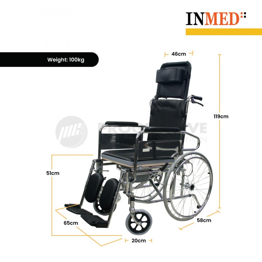 Inmed Wheelchair Reclining High Back with Commode Inmed Wheelchair Reclining High Back with Commode