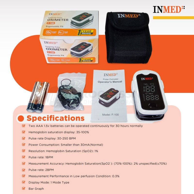 Inmed Fingertip Pulse Oximeter F-100