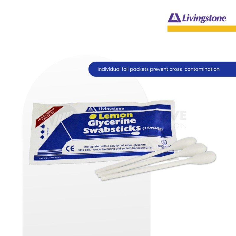 Livingstone Lemon Glycerine Swabstick 25s