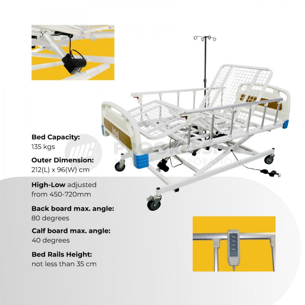 Electric Patient Bed w/ IV stand, 3 Function