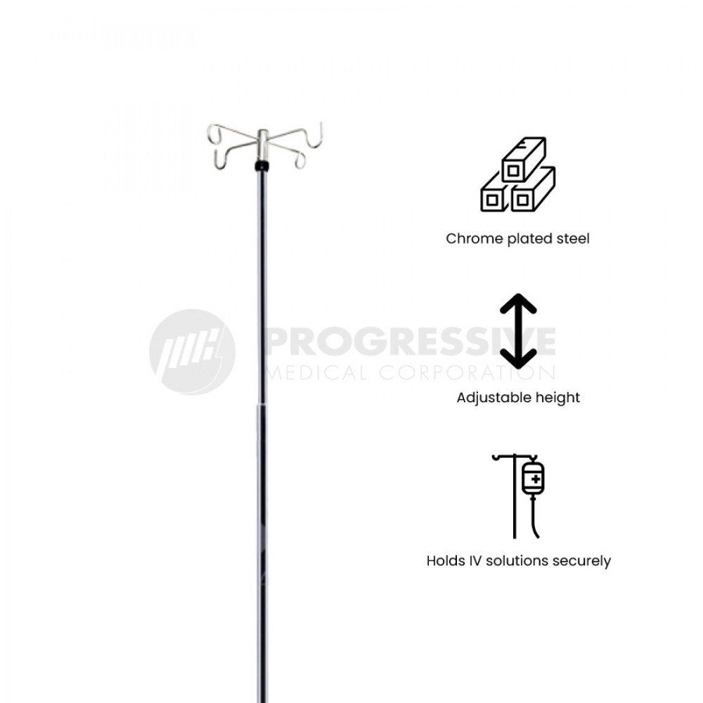 IV Pole Stand with 4 Legs and 4 Prong