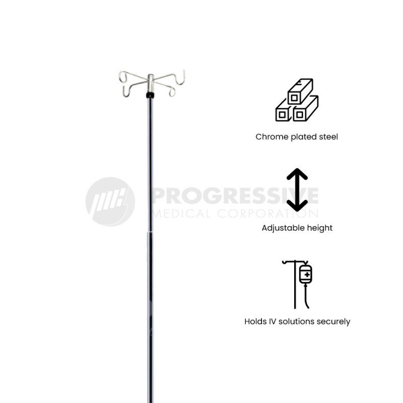 IV Pole Stand with 4 Legs and 4 Prong