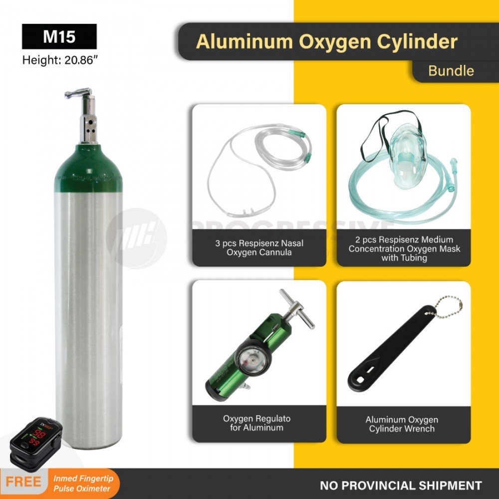 Affordabundle Aluminum Oxygen Cylinder Tank, M15 (with content and bundled)