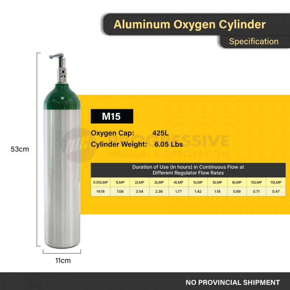Affordabundle Aluminum Oxygen Cylinder Tank, M15 (with content and bundled)