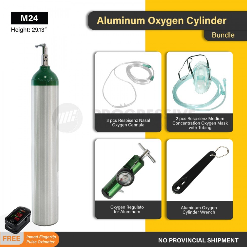 Affordabundle Aluminum Oxygen Cylinder Tank, M24 (with content and bundled)