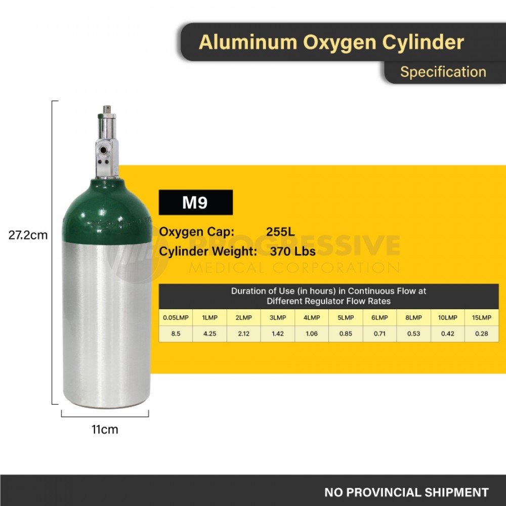 Affordabundle Aluminum Oxygen Cylinder Tank, M9 (with content and bundled)