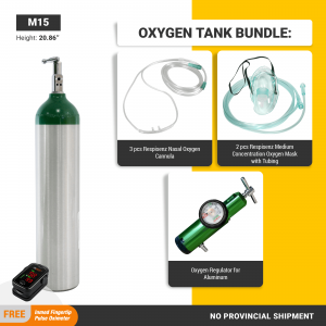 Affordabundle Aluminum Oxygen Cylinder Tank, M15 (with content and bundled)