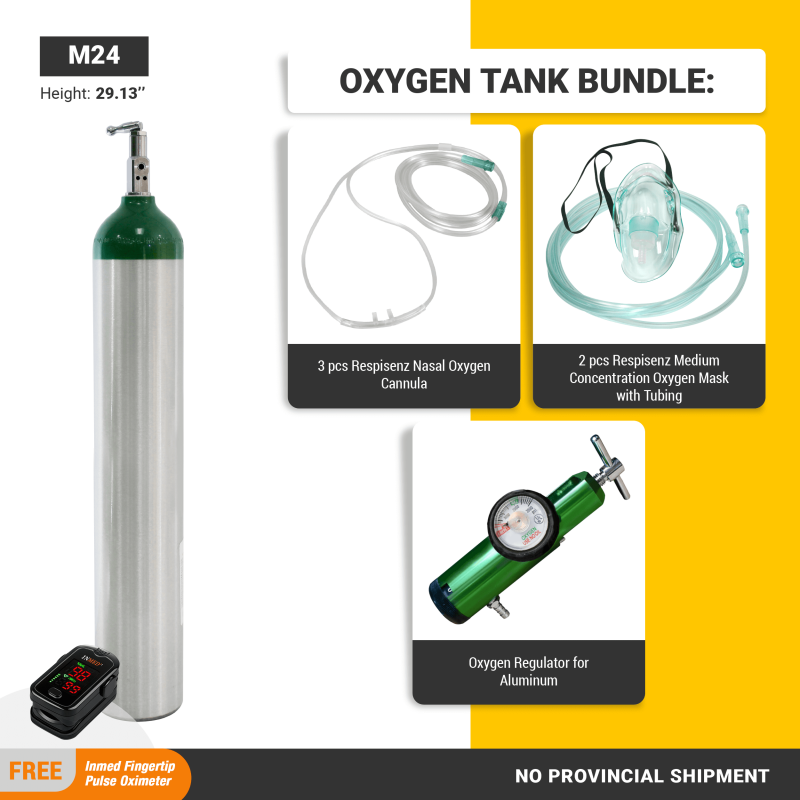 Affordabundle Aluminum Oxygen Cylinder Tank, M24 (with content and bundled)