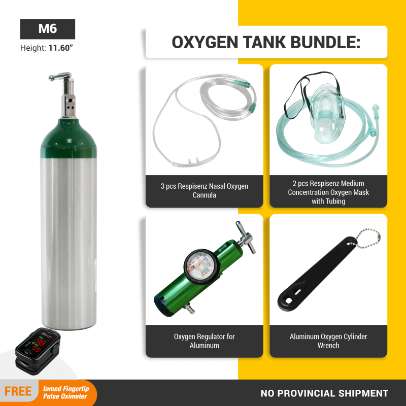 Affordabundle Aluminum Oxygen Cylinder Tank, M6 (with content and bundled)