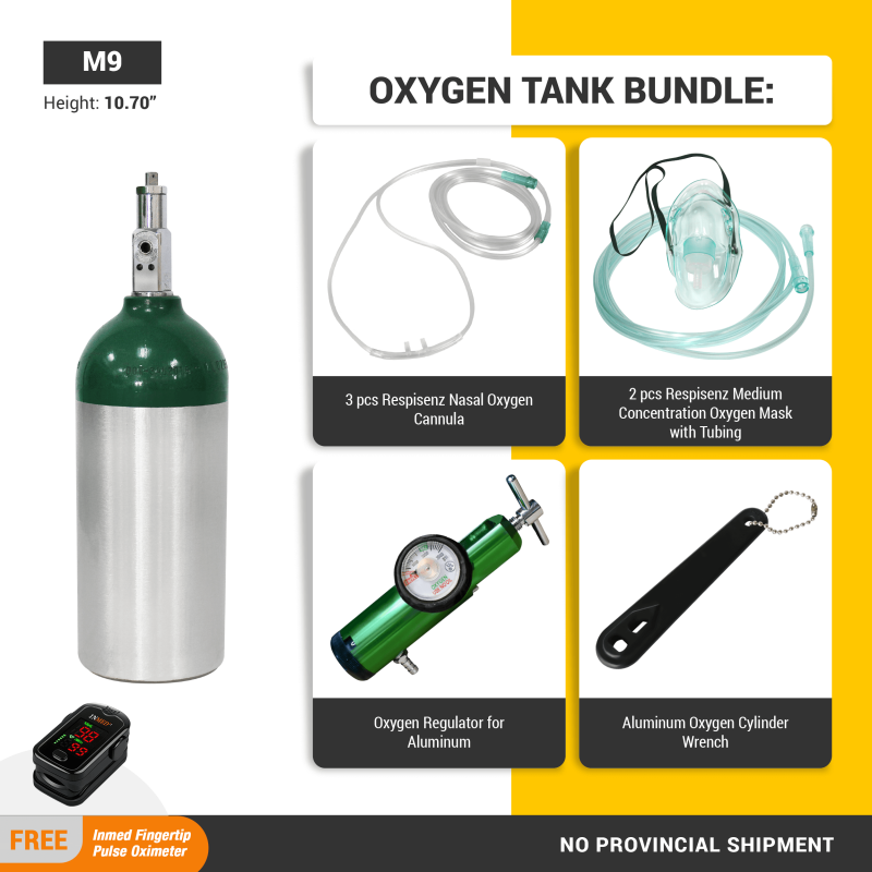 Affordabundle Aluminum Oxygen Cylinder Tank, M9 (with content and bundled)