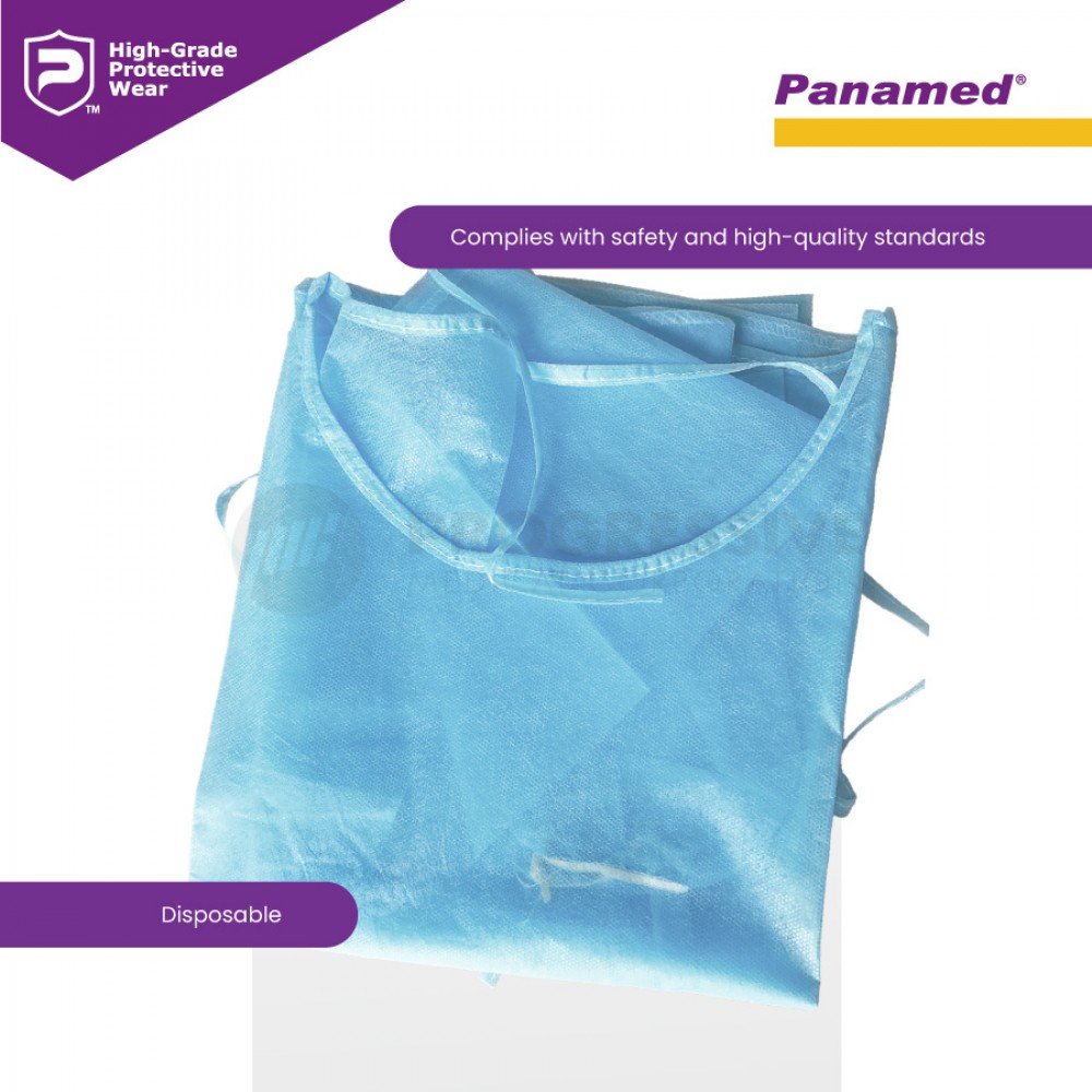 Panamed Disposable Isolation Gown Basic, Large (Sold per 10 pcs.) Panamed Disposable Isolation Gown Basic, Large (Sold per 10 pcs.)