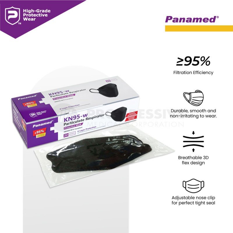 Panamed KN95-w Particulate Respirator Black (Sold by box of 20s)