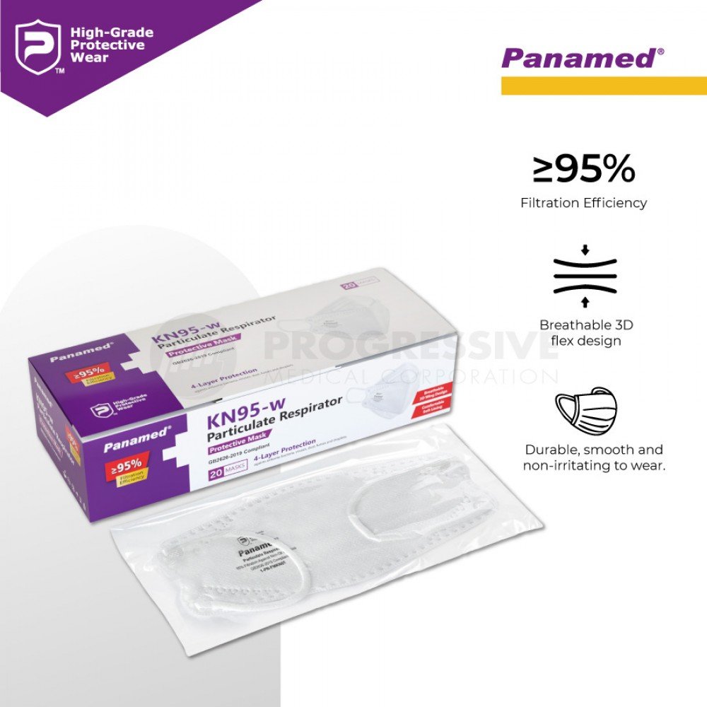 Panamed KN95-w Particulate Respirator, (Sold by box of 20s)