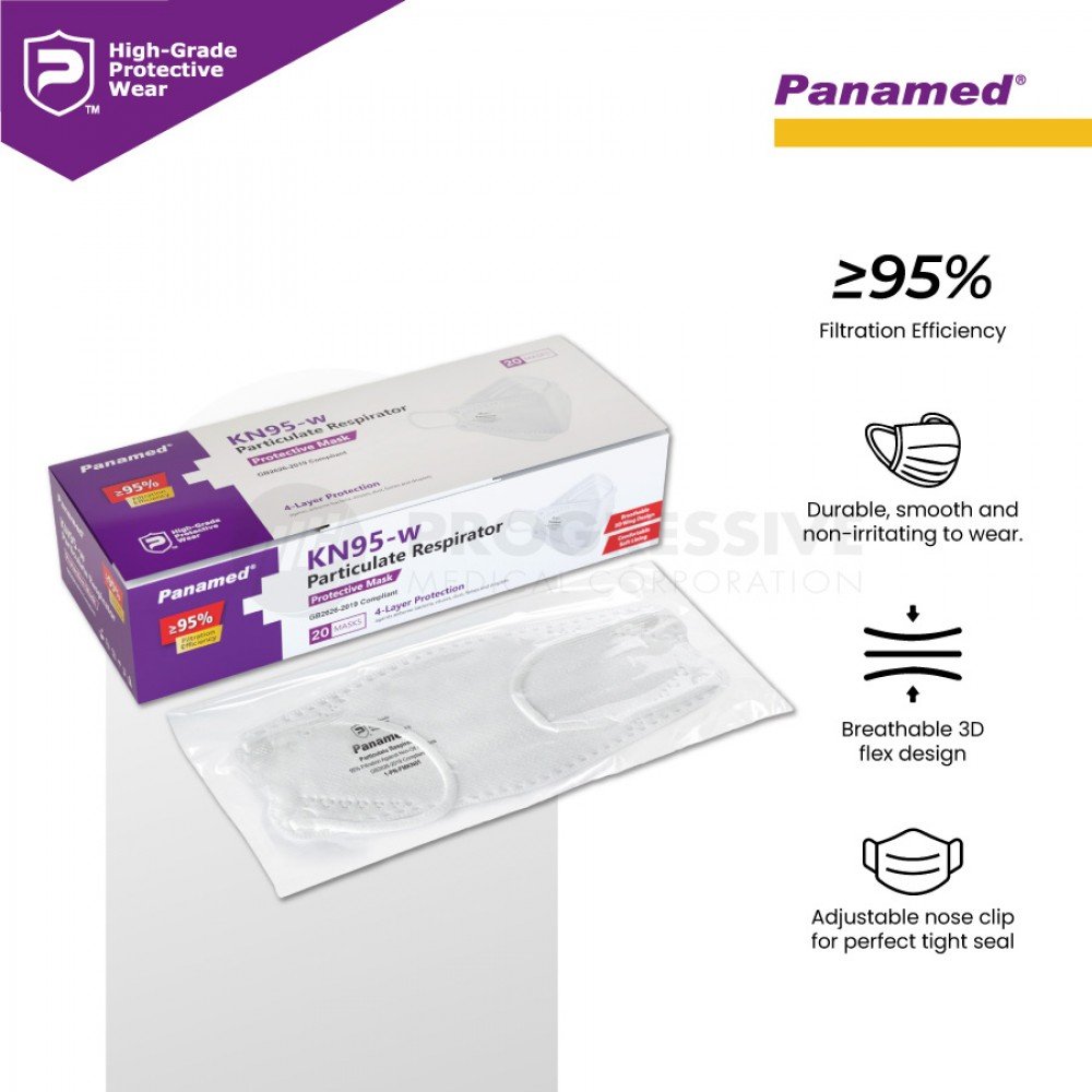 Panamed KN95-w Particulate Respirator, (Sold by box of 20s)