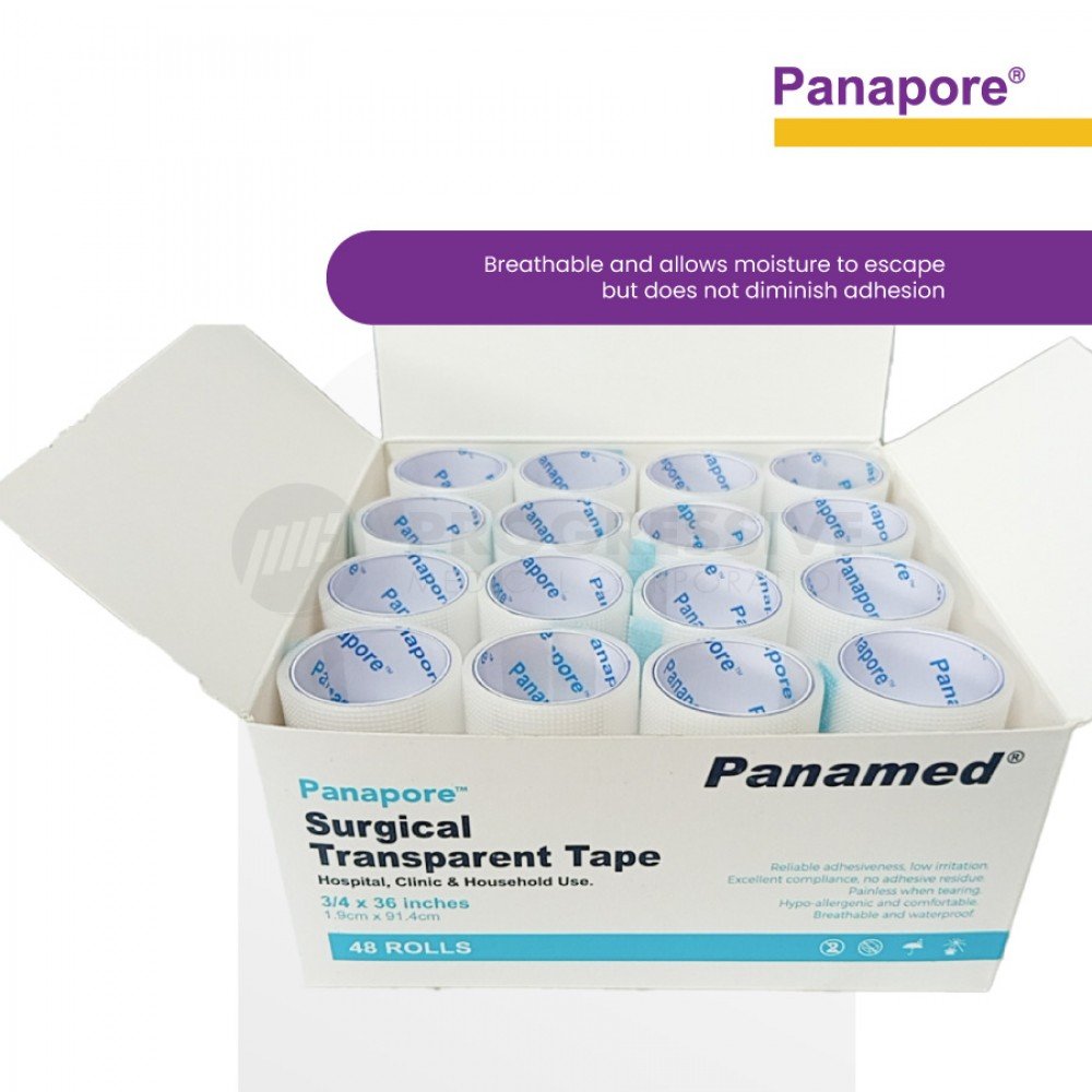 Panapore Transparent Surgical Tape 3/4 x 36 sold by box of 48s