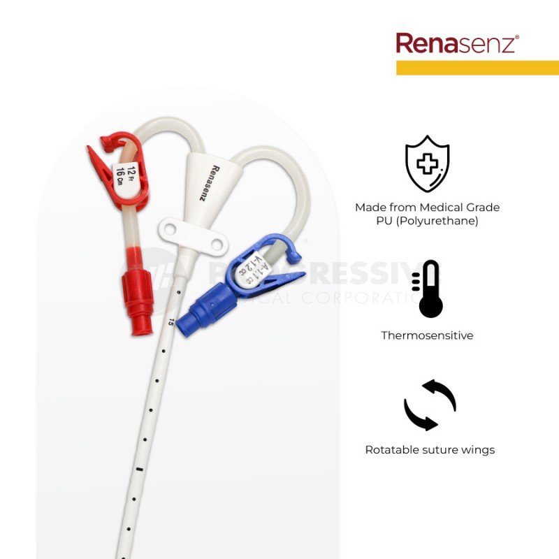 Renasenz Hemodialysis Kit 2-Lumen Fr 12x16 Curved