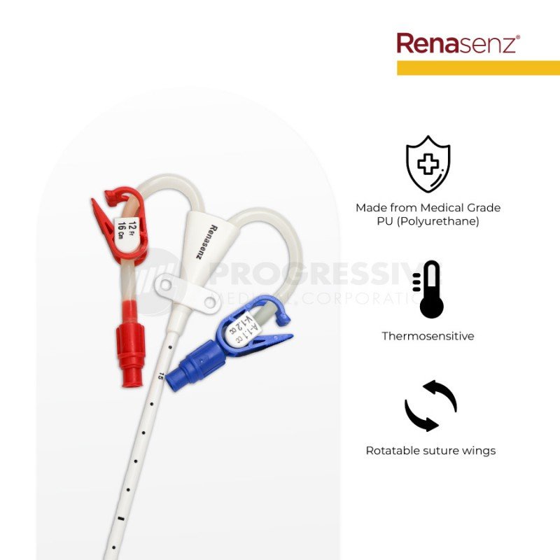 Renasenz Hemodialysis Kit 2-Lumen Fr 12x16 Curved Standard