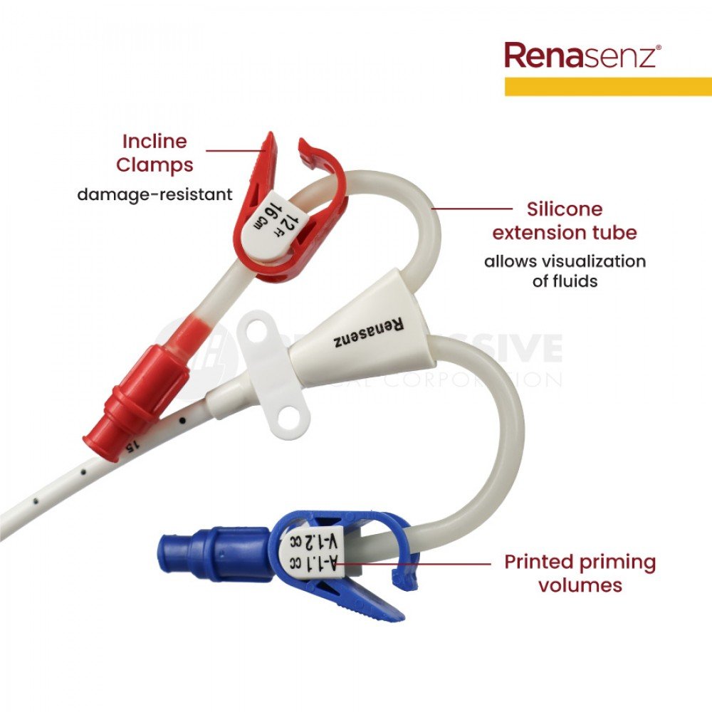 Renasenz Hemodialysis Kit 2-Lumen Fr 12x16 Curved Standard