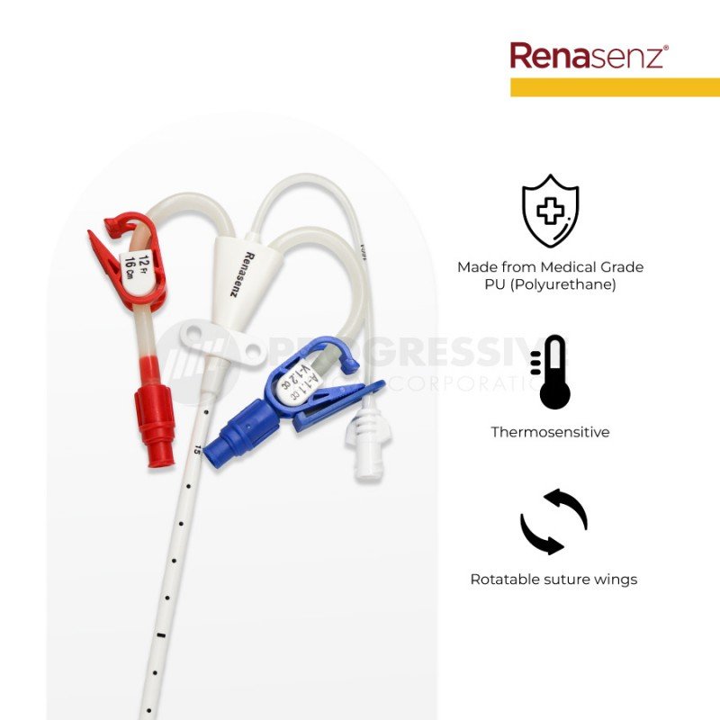 Renasenz Hemodialysis Kit 3-Lumen Fr. 12 x 16cm Curved Standard