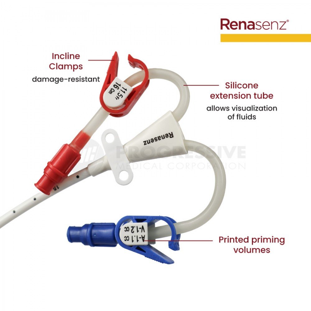Renasenz Hemodialysis Kit 2-Lumen Fr 11.5x16cm Curved Standard