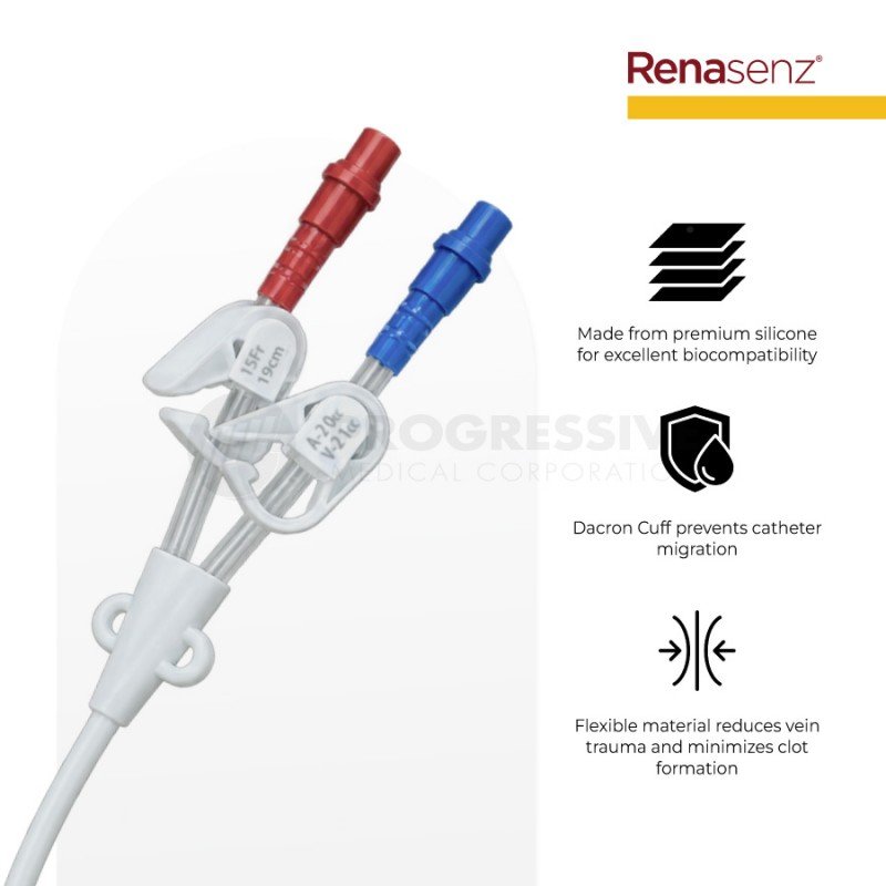 Renasenz Hemodialysis Kit 2-Lumen Fr15 x 19cm Long Term