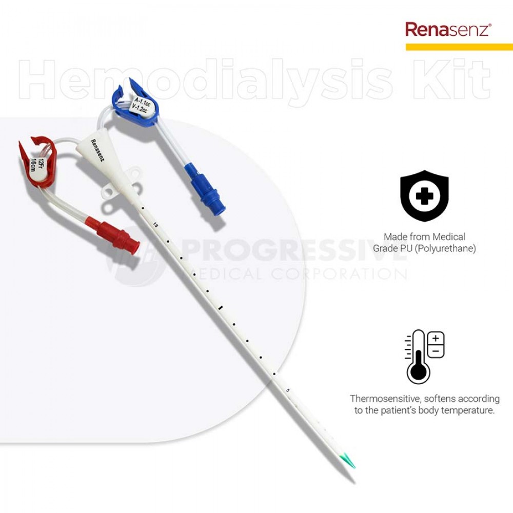 Renasenz Hemodialysis Kit 2-Lumen Fr 12x16 Curved