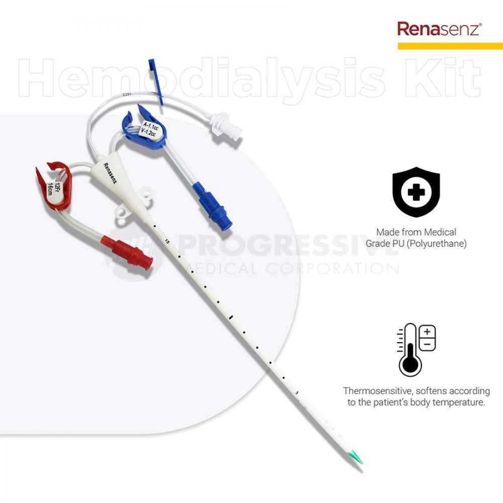 Renasenz Hemodialysis Kit 3-Lumen Fr 12x16 Curved