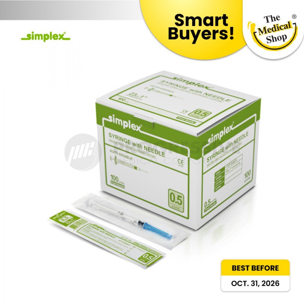 Smart Buyers - Simplex Auto Disable Syringe w/ Needle, 0.5cc, G-23 x 1 (100's)