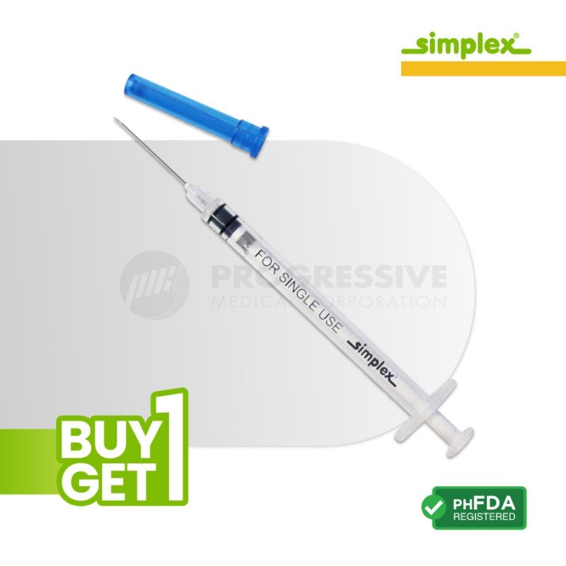 Simplex Auto Disable Syringe w/ Needle, 0.5cc, G-23x1 (100's)