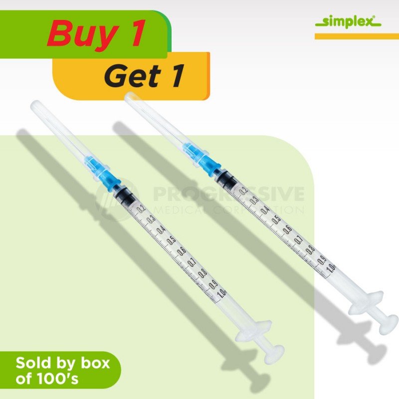Simplex Disposable Syringe w/ Needle, 1cc G23 x 1