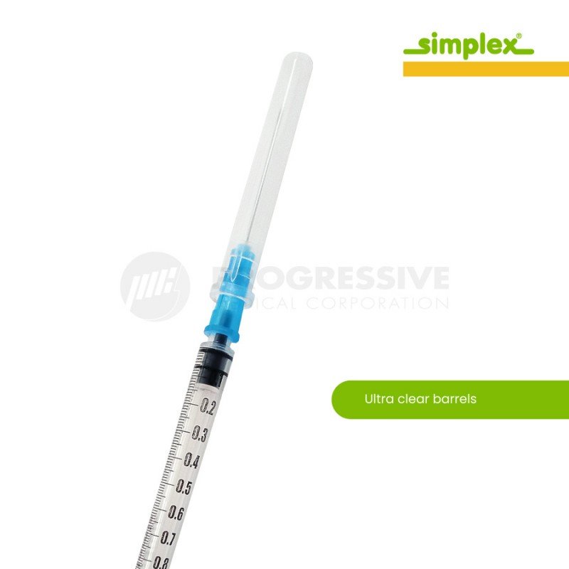 Simplex Disposable Syringe w/ Needle, 1cc G23 x 1