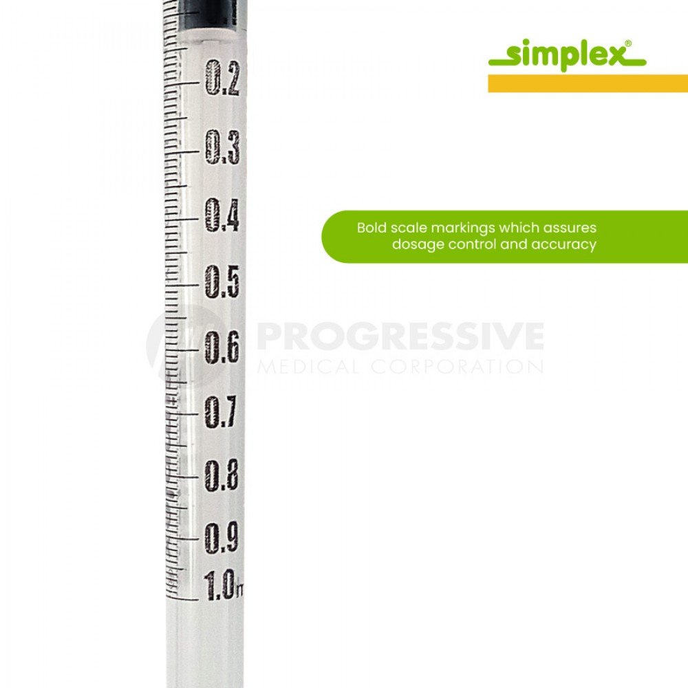 Simplex Disposable Syringe w/ Needle, 1cc G23 x 1