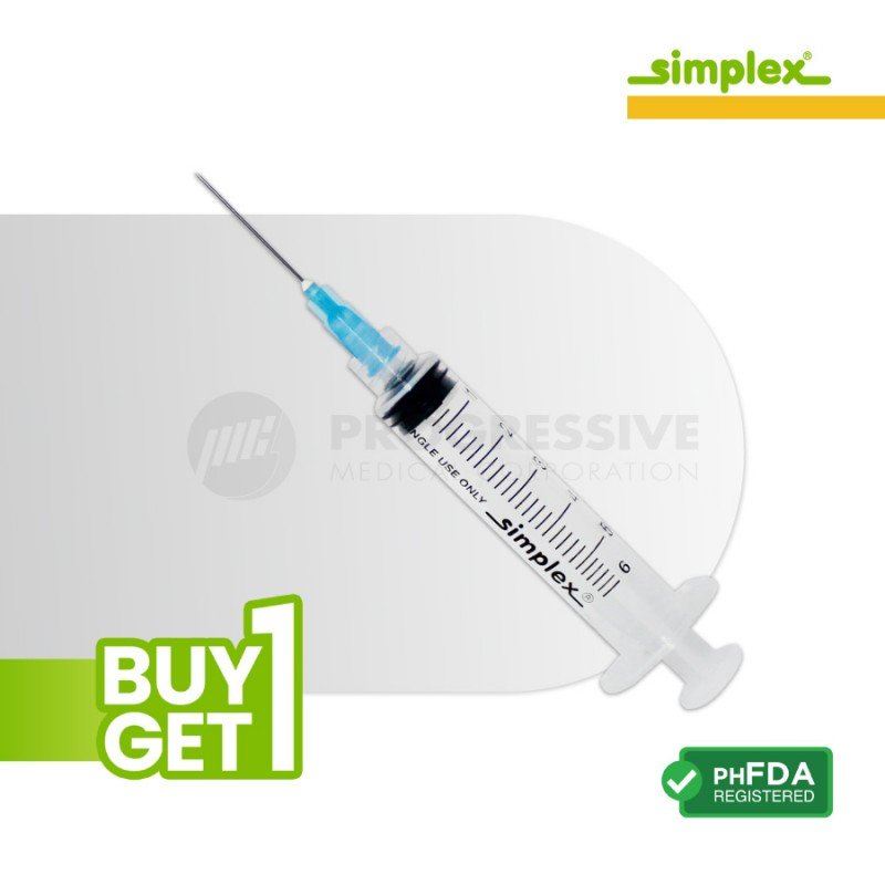 Simplex Disposable Syringe with Needle 5cc G21 x 1 LL, Sold by box of 100's