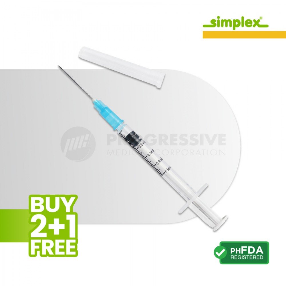 Simplex Disp Safety Syringe, 0.3cc-0.5cc, G-23 x1 (100's) Simplex Disp Safety Syringe, 0.3cc-0.5cc, G-23 x1 (100's)