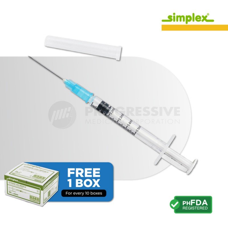 Simplex Disp Safety Syringe,  0.3cc-0.5cc, G-23 x1 (100's)