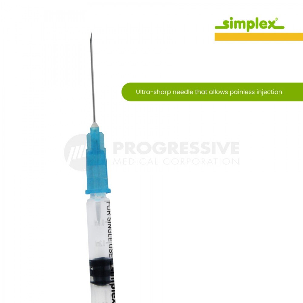 Simplex Disp Safety Syringe, 0.3cc-0.5cc, G-23 x1 (100's) Simplex Disp Safety Syringe, 0.3cc-0.5cc, G-23 x1 (100's)