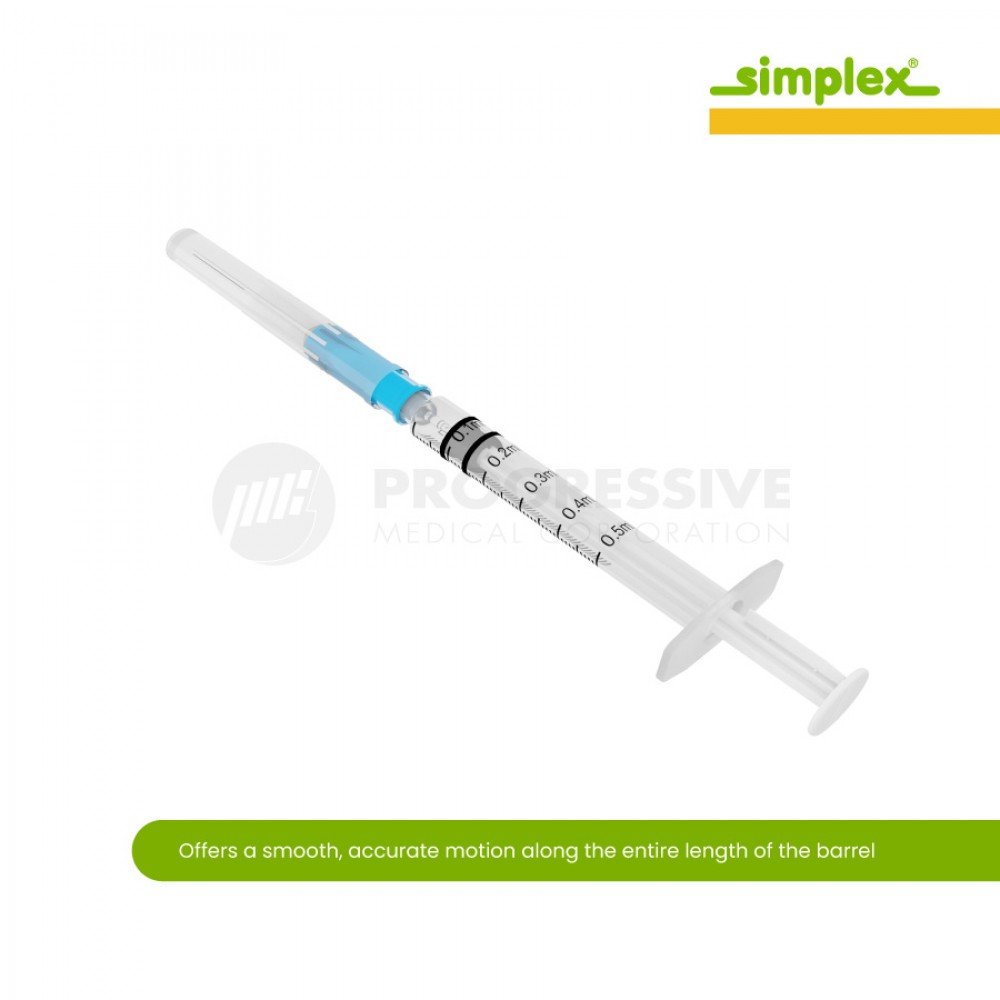 Simplex Disp Safety Syringe, 0.3cc-0.5cc, G-23 x1 (100's) Simplex Disp Safety Syringe, 0.3cc-0.5cc, G-23 x1 (100's)