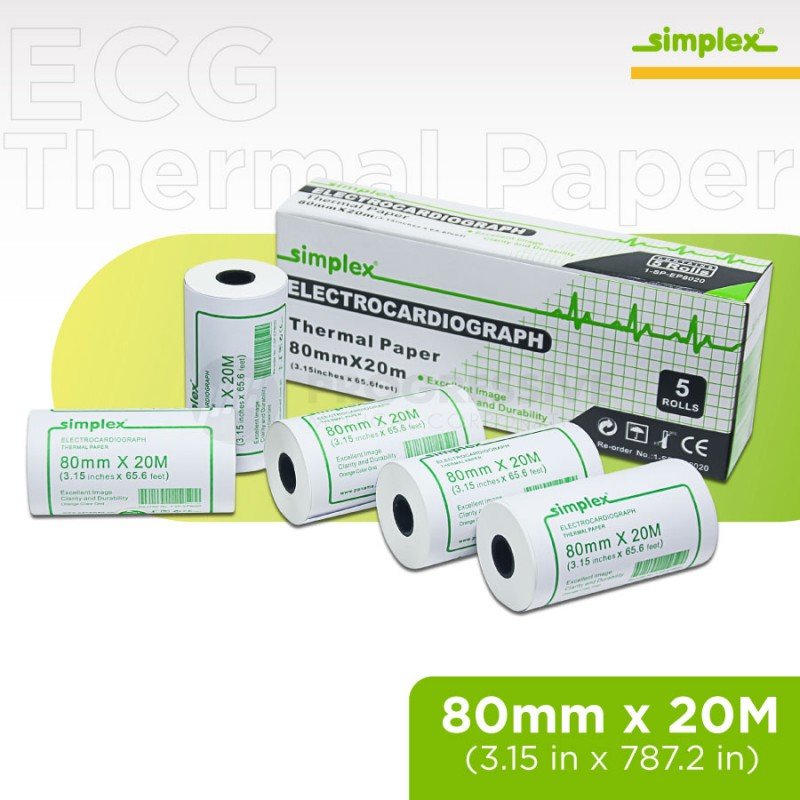 Simplex ECG Thermal Paper, 80mm x 20M (sold per roll)