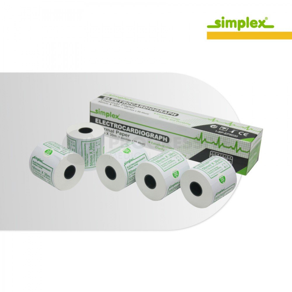Simplex ECG Thermal Paper, 50mm x 30M (sold per roll)