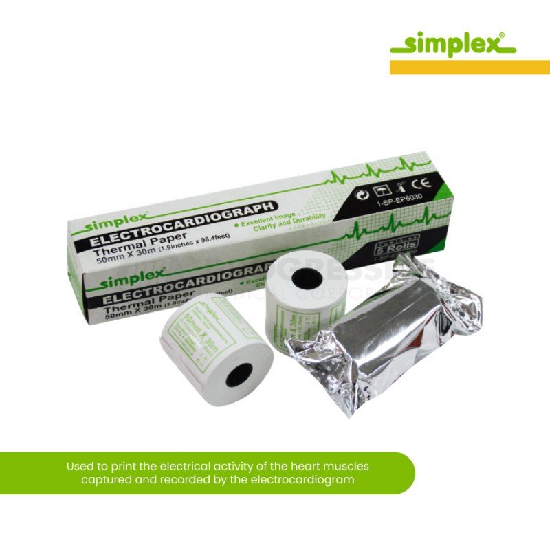 Simplex ECG Thermal Paper, 50mm x 30M (sold per roll)
