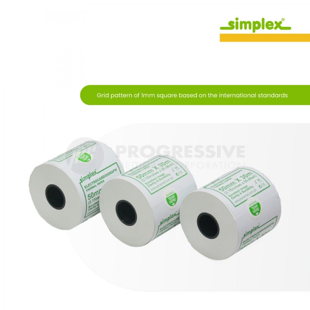 Simplex ECG Thermal Paper, 50mm x 30M (sold per roll)